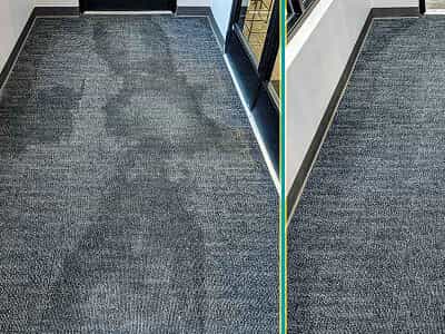 before and after image of dirty to clean carpet